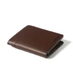 Full brown color men's leather wallet isolated on white background, showcasing its smooth texture and spacious design for cards and bills