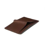 Full brown color men's leather wallet isolated on white background, showcasing its smooth texture and spacious design for cards and bills