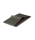 Gray leather men's wallet with multiple card slots and a sleek, minimalist design.