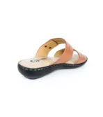 Women's brown casual sandals with dual strap design and metal rivet accents