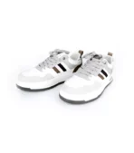 Men's PU Leather Sneakers in White Black, Stylish and Durable Footwear