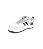 Men's PU Leather Sneakers in White Black, Stylish and Durable Footwear