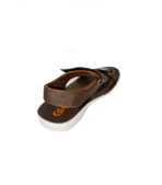 Men's brown PU sandals by Shoeland Kitto featuring a flat heel and durable rubber outsole