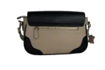 Elegant Black and Beige Leather Handbag