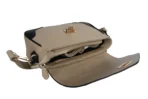 Elegant Black and Beige Leather Handbag