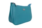 Teal Leather Zip Pouch – Stylish & Compact